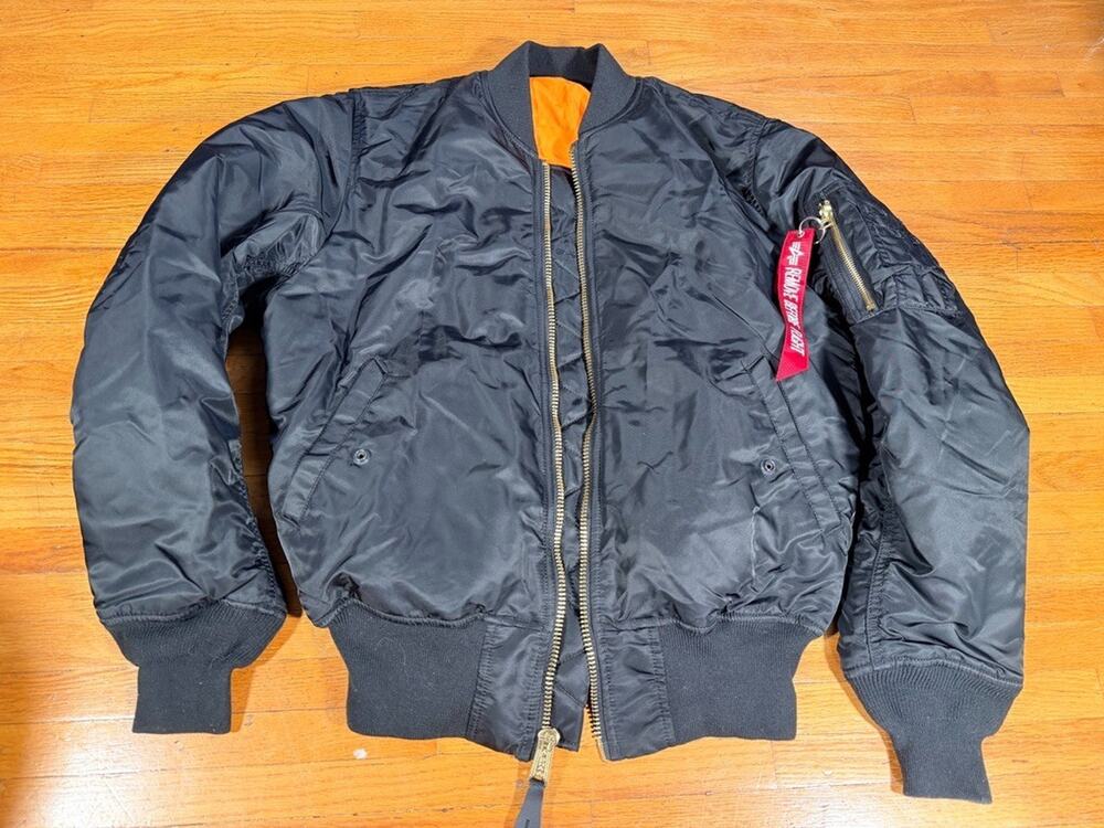 Alpha Industries MA-1 Intermediate Flight Bomber Jacket in Black - Men's Size XL